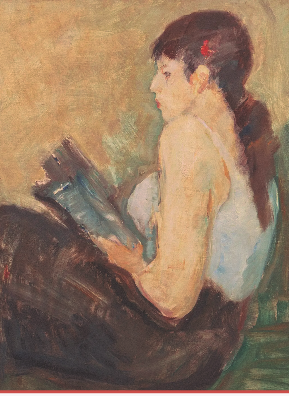 Jeune Femme Liseuse, óleo de Carl Fischer (1945).