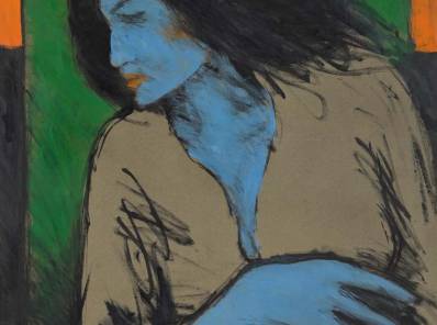 Acrílico sobre madera del pintor Saturnino Ramírez. De la serie Las prostitutas (1972). © sura