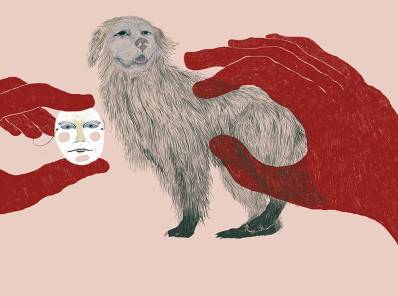 Ilustración de perro con mascara